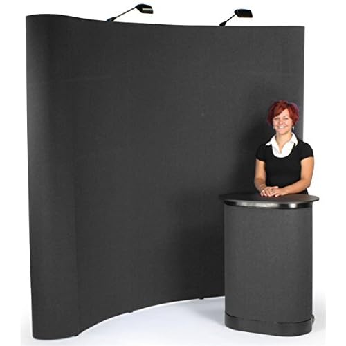 Pop Up Booth, Curved 8ft Wall - Black Hook & Loop Receptive Fabric
