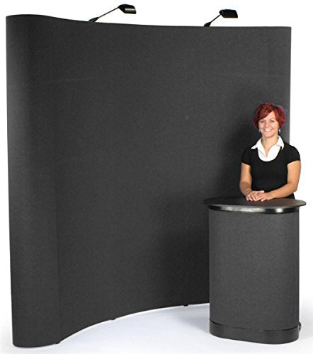 Displays2go 8ft Curved Pop Up Booth Trade Show Display with Lights & Carry Case