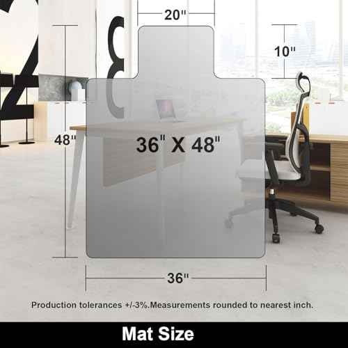 AiBOB 2 Pack Office Chair Mat for Hardwood Floor, 36 X 48 inches, Hard Floor Chair Mats Under Computer Desk, Easy Glide for Rolling Chairs, No Curling
