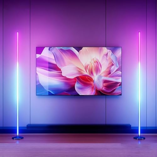 Corner Floor Lamp, 2 Pack RGB Corner Lamp with App/Remote/Button Control, Smart LED Floor Lamp with 16 Million DIY Colors & 68+ Scene, Music Sync for Living Room, Bedroom, Gaming Room