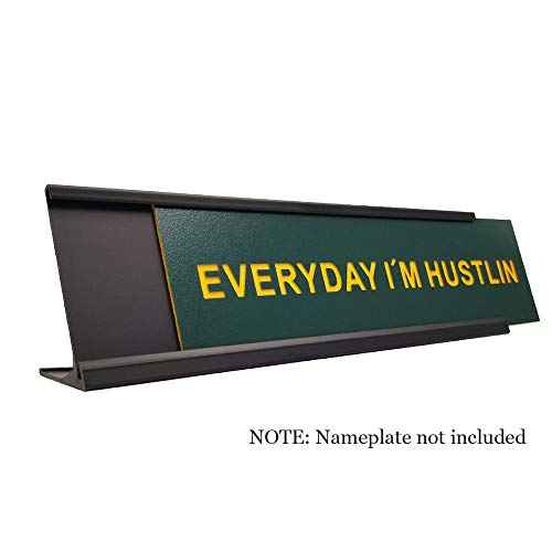 2" x 10" Aluminum Desk Name Plate Holder, Office Business Desk Sign Holder Desktop-5 Pack (Black)
