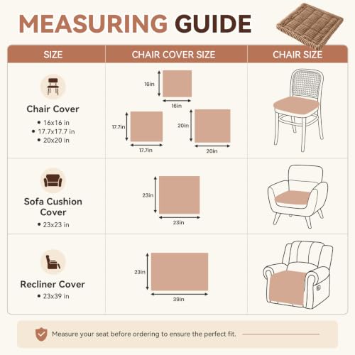 Royhom Brown 20 x 20 Desk Chair Cover, Seat Cushion Covers 20"x20"