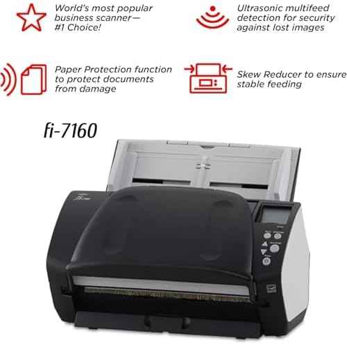 Fujitsu FI-7160 - Document Scanner - Duplex - 8.5 inx14 in - 600 DPIx600 DPI - UP to 60 PPM (Mono)/UP to 60 PPM (Color) - ADF (80 Sheets) - UP to 4000 SCANS PER Day - USB 3.0 (Renewed)