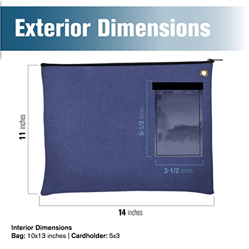 BankSupplies Canvas Interoffice Mailer, 14 oz. - 14W x 11H - Royal Blue - Transit Bag - Large Zipper Bag with Grommet - Use with Padlock or Zip Tie for Security - Interoffice Mail Bag