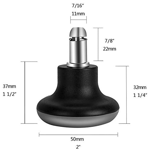 uvce Bell Glides 11mm x 22mm Replacement Chair Feet, 5pcs - Low-Profile Fixed Casters with Self-Adhesive Felt Pads