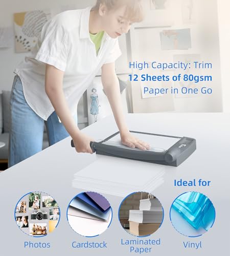 Firbon 12 Inch Heavy Duty Guillotine Paper Cutter, Gray, Office & Studio Trimmer