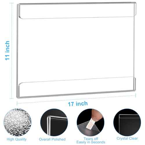 EHWINE 8 Pack 11x17 Wall Mount Acrylic Sign Holder,Horizontal Wall Signs Photo Menu Flyer Display Holders, Plastic Clear Acrylic Frames for Office Home Hotel Business Store (with Adhesive Tape)