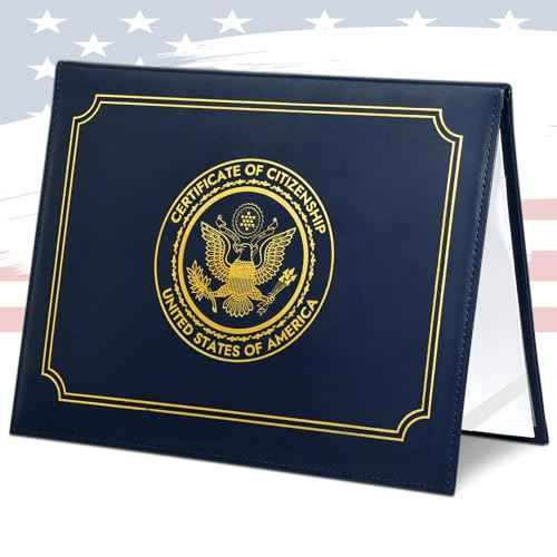 US Citizenship Certificate Holder, COIDEA US Citizenship Gifts, PU Naturalization Certificate Holder with Gold American Seal, Certificate Cover with Padded, Standard Size