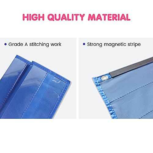 Auchq Magnetic Pocket Chart,Standard Pocket Chart with 7+1 Pockets,14 Double-Sided Dry-Eraser Cards for Daily Schedule,Class Demonstrations,Classroom Office Home Activities (Blue)