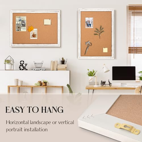 QUEENLINK White Frame Cork Board Bulletin Board 36x24 Inches Wall Organizer