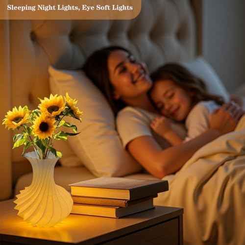 3D Printed Vase Shape Table Lamp - USB Bedside Decor, Warm Glow Night Light, One-Touch Control, Home Office Gift