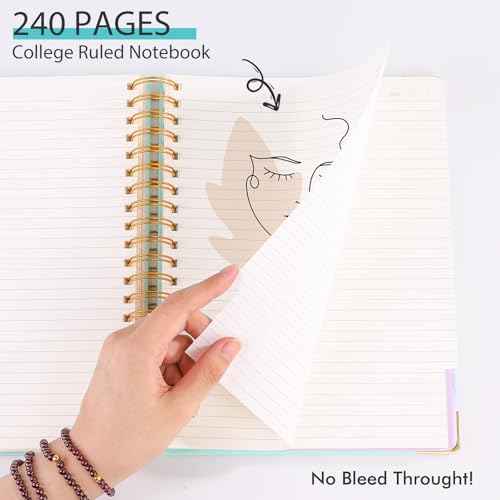 Huhuhero 5 Subject Notebook, 240 Pages Lined Spiral Journal College Ruled, 7.6" x 10.5¡± B5 Hardcover Journaling Notebooks for Work Note Taking, College School Supplies, Black