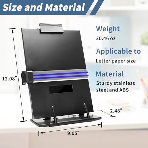 TONOS Adjustable Document Stand - 7 Positions Stainless Steel Paper Holder for Desk, Copy and Book Support (Variation 1)