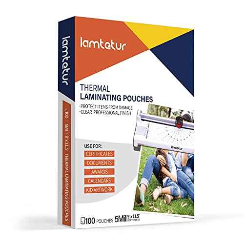 Thermal Laminating Pouches 9"x11.5" Inches, Holds 8.5 x 11 Inch Sheets,5mil 100Pack Hot Laminate Films, Clear Laminator Papers, Letter Size Lamination Sheets (5MIL 100PK)