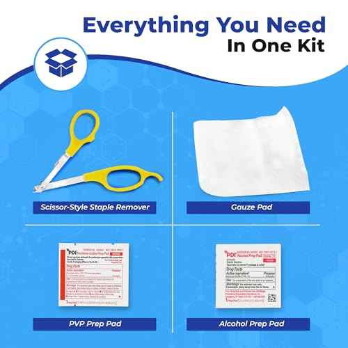 Premium Sterile Staple Removal Kit - Includes Staple Remover, PVP & Alcohol Prep Pads, Gauze Sponge | Single-Use Staple Removal Tool