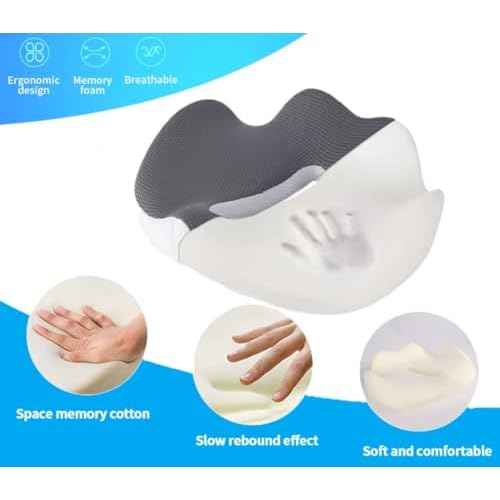 Ergonomic Seat Cushion for Office Chair - Memory Foam Coccyx Cushion for Tailbone, Sciatica & Back Pain Relief - Breathable Washable Cover, Non-Slip Base for Home, Office, Car, and Travel