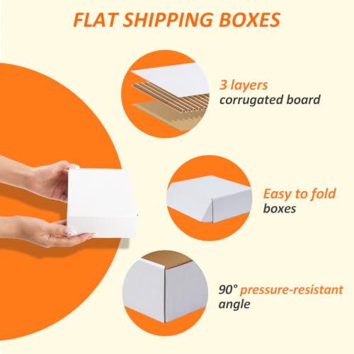 HORLIMER 7x5x2 Small Shipping Boxes Set of 6 White Corrugated Mailer Boxes for Packing & Mailing