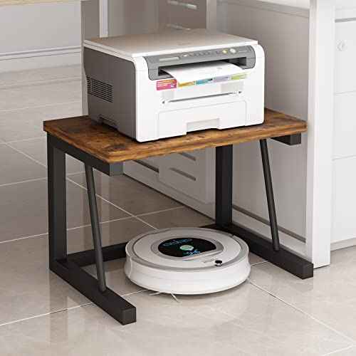 Printer Stand, 2-Tier Desktop Printer Shelf for 3D Laser Printer, Copier, Durable Wood Storage Organizer for Home Office Kitchen, 22.5" W*14.8" D*15" H (2-Tier, Black)
