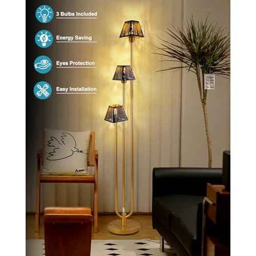 Lightdot Arc Floor Lamps for Living Room, Modern Standing Lamp with Hanging Drum Shade, Tall Standing Floor Lamp with Foot Switch, Over Couch Arched Reading Light for Bedroom, Office (Black)