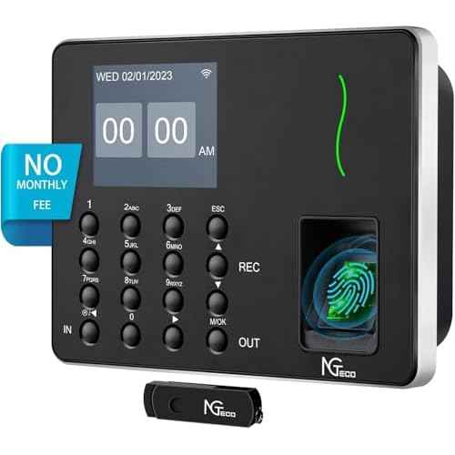 NGTeco Time Clocks for Employees Small Business, W3 2.4GHz WiFi Biometric Fingerprint Time Card Machine, Office Punch Clock Automatic in and Out with iOS/Android App No Monthly Fees