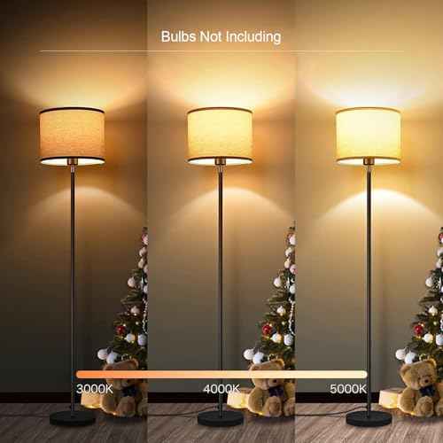 Modern Floor Lamps for Living Room Bedroom, Small Standing Lamp with Lampshade, Simple 58" Tall Lamp, Foot Pedal Switch, Black Floor Lamp for Office/Classroom/Kids Room (Bulbs Not Including)