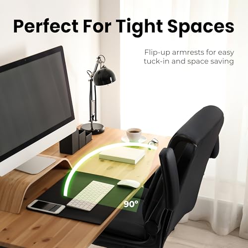 Neo Chair All Black PU Leather Office Desk Chair with Adjustable Arms & 360° Swivel