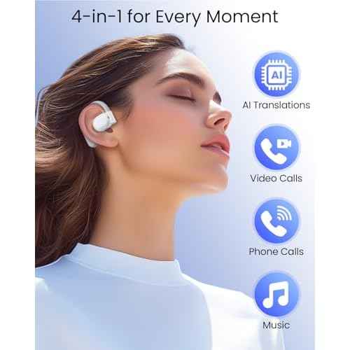 AI Translation Earbuds Real Time 164 Languages 80H Playtime Translator Ear Buds Audifonos Traductores Ingl?s Espa?ol Wireless Earphones Bluetooth Headphones for Travel Business Meeting Learning White