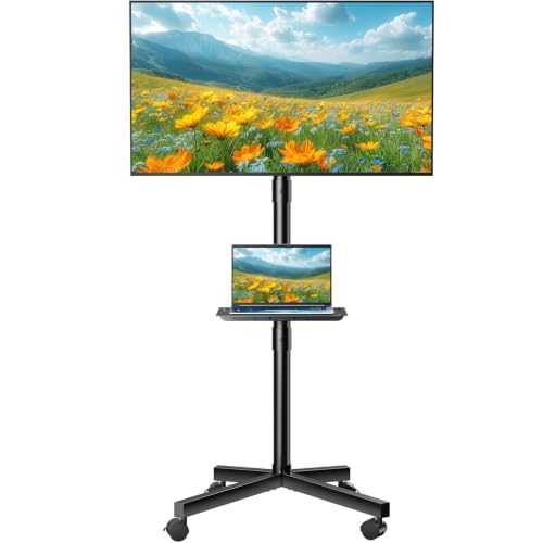 Newbulig Rolling TV Stand with Wheels for 23-60 Inch TV - Black