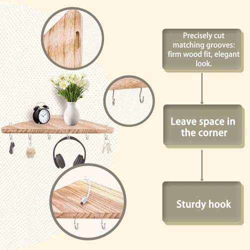 16.5in Wooden Corner Shelf with Hook for Cubicles - Office Desk Organizer
