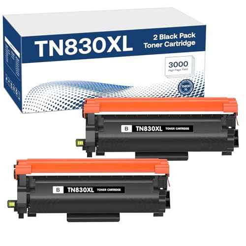 TN830XL Toner Cartridges Compatible for Brother TN830XL TN830 XL Toner High Yield Work with HL-L2460DW DCP-L2640DW HL-L2405W HL-L2400D HL-L2480DW MFC-L2820DW MFC-L2820DW XL (2 Black)
