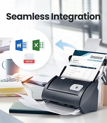 Plustek PS188 High-Speed Duplex Document Scanner 30 PPM with 50-Sheet Feeder
