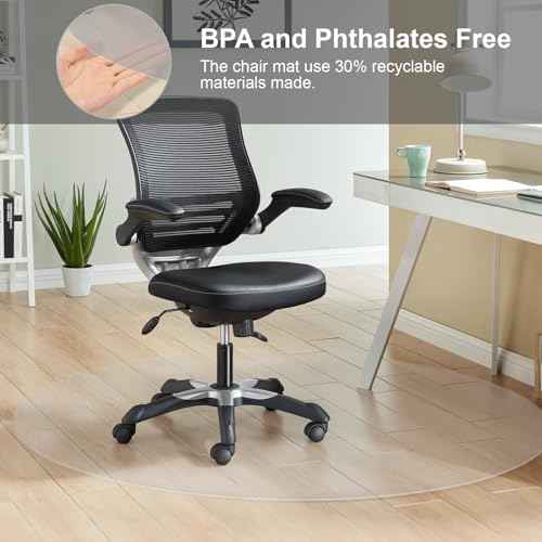 Office Chair Mat for Hard Floors,36"x36" Desk Mat Comfortable and Non-Skid Office Chair Mat Protect Your Floors from Damage,Easy Glide Rolling Plastic Floor Mat for Work,Home