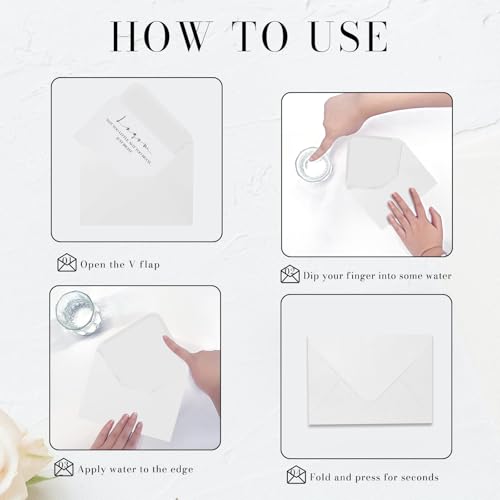 Goefun White A2 Invitation Envelopes 100 Pack, 4-3/8 x 5-3/4, 120 GSM - V-Flap, Durable & Printable