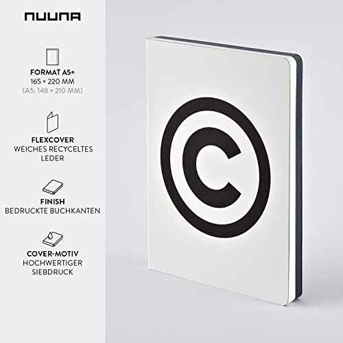 Nuuna Graphic L Copywright Smooth Bonded Leather Notebook - White