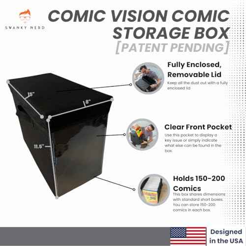 Comic Vision Comic Book Storage Box and Comic Book Display [Patent Pending] - Removeable, enclosed top - 2pack
