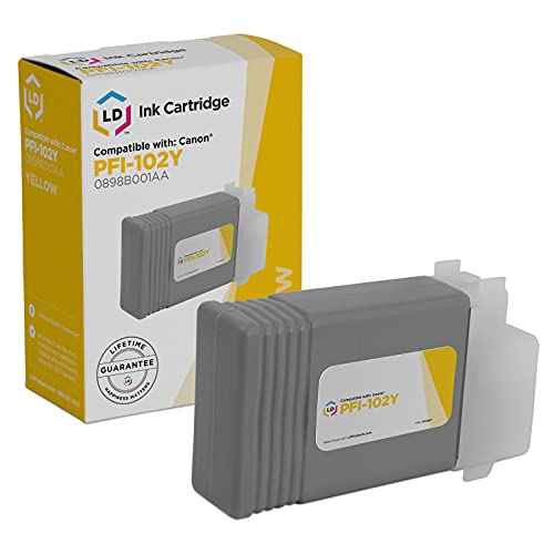 LD Products Compatible Ink Cartridge Replacement for Canon PFI-102Y 0898B001AA (Yellow) Compatible with Canon imagePROGRAF iPF500 iPF510 iPF600 iPF605 iPF610 iPF700 iPF710 iPF720 iPF710 MFP iPF750