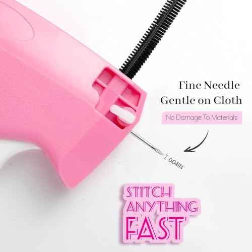 Stitch Gun for Clothes - Stitchy Tagging Gun for Clothing - Handheld Stitch Gun Quick Clothing Fixer - Includes 6 Needle£¬1500 Black Fasteners & 1500 White Fasteners (Carmine)