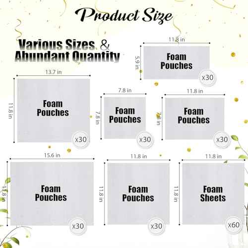 Frienda 240 Pcs Dish Packing Supplies for Moving 60 Foam Sheets 180 Pcs 6-size Plate Sleeves Protective Cushion Pouches for Shipping, Storing Glassware, China & Dinnerware