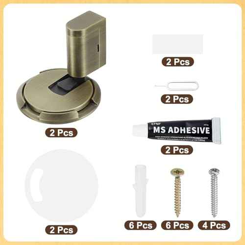 uxcell 2Pcs Magnetic Door Stopper, Silent Magnetic Floor Door Stop with Adhesive, Mechanical Floor Door Stop Shock Absorbing for Bedroom Office Bathroom, Bronze
