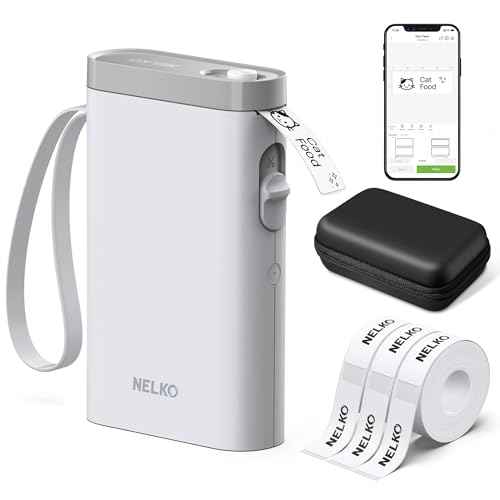 Nelko P21 Label Maker Grey with 3 Rolls White 14x40mm Labels and 1 Label Maker Case