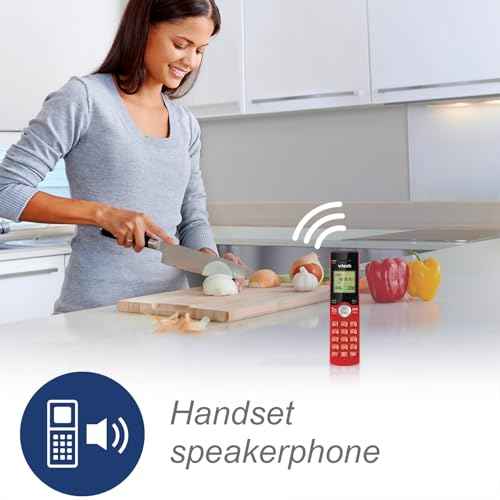 VTech Cordless Phone for Home with Caller ID/Call Waiting, CS6919-16 Landline Phones, Illuminated Keypad, Full Duplex Speakerphone, Wall Mount, Red