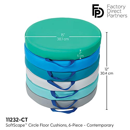 Contemporary Round Classroom Floor Cushions - 15 Inch Portable Seating