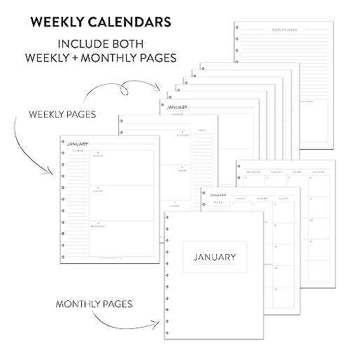 BetterNote 2026 HOURLY Calendar Refill for Disc Notebooks, Fits Discbound Levenger Circa, Happy Planner, InkWell Press, Staples Arc, TUL, Talia (Whimsy, 11-Disc, 8.5"x11")