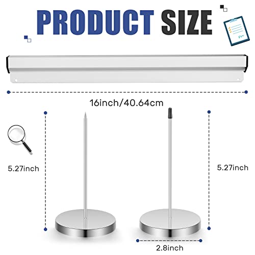 Henoyso Restaurant Ticket Holder Set 16 Inch No Slot with 2 Spikes - Aluminum & Steel