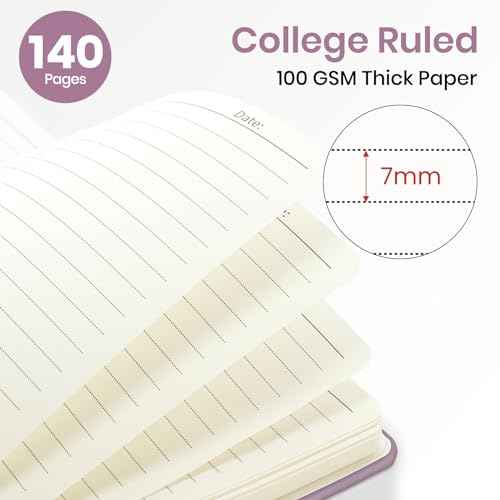 Lined Spiral Journal Notebook for Women, A5 College Ruled Journals for Writing, Hardcover Notebooks for Work, Note taking and Office School Supplies,140 Pages - Purple