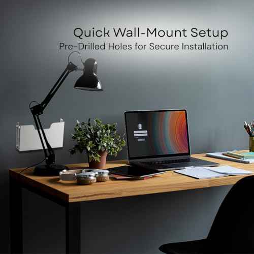 DR POCKET RACK Wall Mount Pocket Wall File Organizer, Single Pocket Letter Size, Stainless Steel, 14 x 2.5 x 7.5 inches