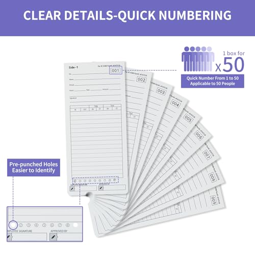 NYVKBRR AT-4500 Time Cards - 300 Count, 6 Packs of 50, Double-Sided, Replacement for AutoAlign Clocks (Variation 1)