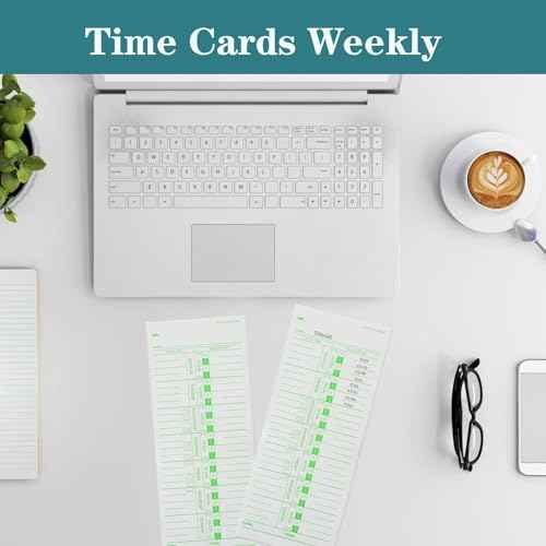 1000PCS Time Cards for Employees Weekly, 1 Sided Time Sheets, 3-1/2" x 9", Green