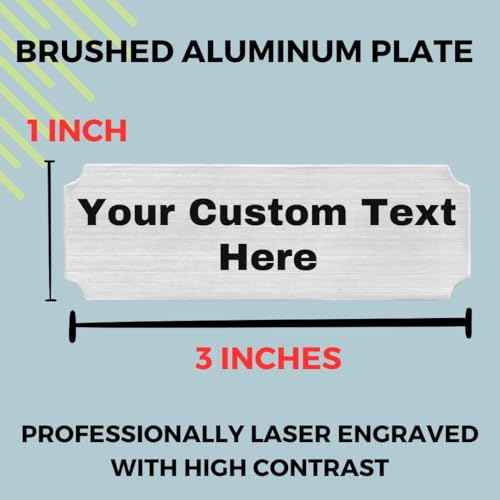 1x3 Personalized, Custom Engraved Name Plate Plaque, Gold or Silver Flexi-Brass Metallic Finish with Adhesive Backing, (Silver)