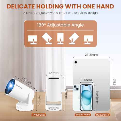Mini Projector - Manual Focus, Smart Portable Projector for Bedroom & Home Cinema with 4K Support, 170 ANSI Lumens, Auto Keystone, Netflix Certified, Android 11, Voice Control, Air Mouse Remote